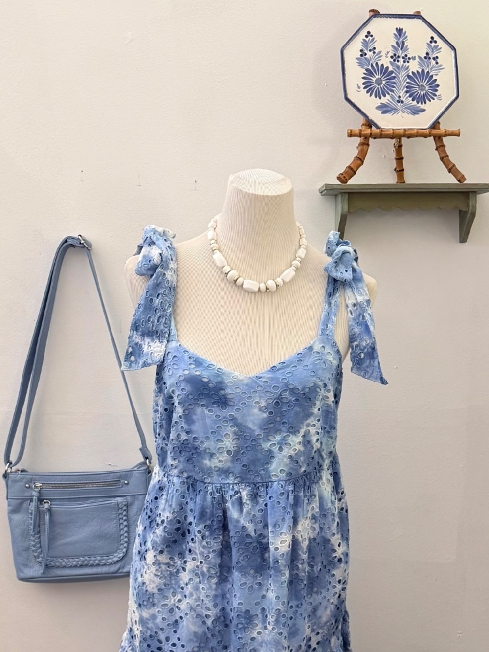 NWT Crown & Ivy Blue Maxi Eyelet Dress: Cottagecore  Markdown!
